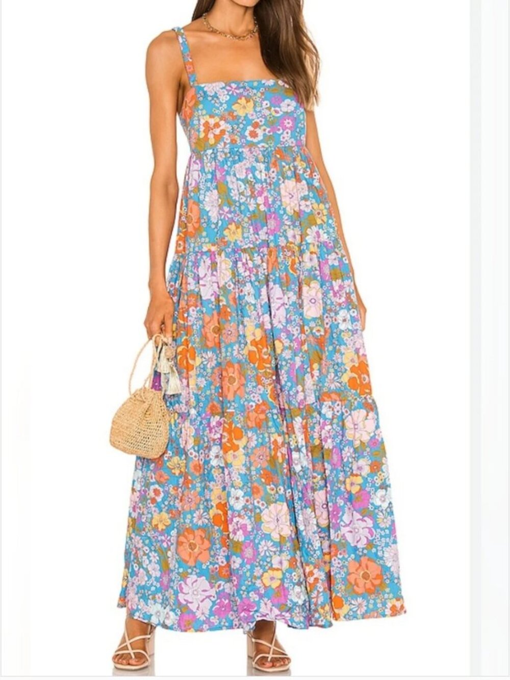 Free People Cotton Floral Maxi Dress size S